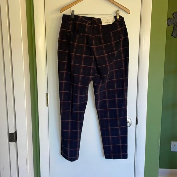 NWT Walter Hagen Womens Navy Plaid Ankle Golf Style Pants - Picture 6 of 8